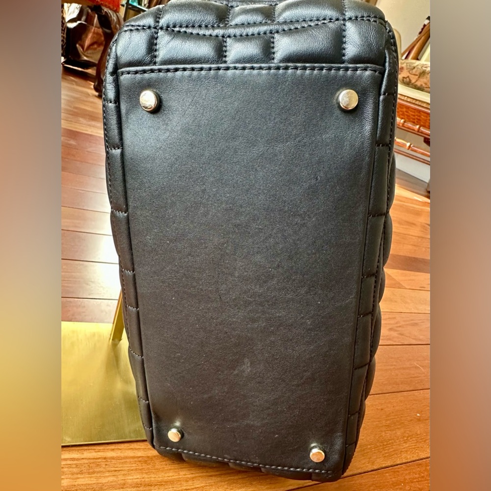 kate spade Black Quilted Leather Chain-HandleShoulder Bag w Storybook lining - Picture 6 of 11